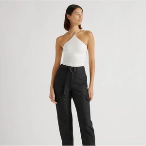 Quince Medium Cotton Linen Twill Cargo Pant Black - AK